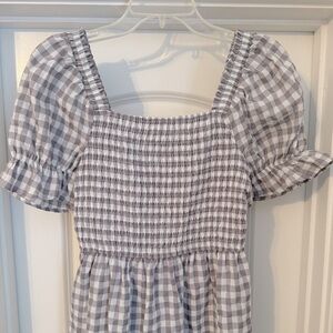 Plaid Square Neck Midi Boho Smocked Dress Size S Great Condition